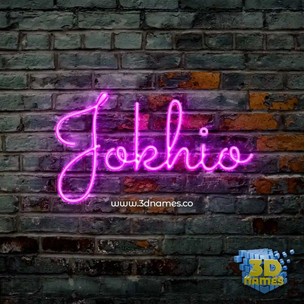 jokhio in Pink Neon style - 3D name wallpaper