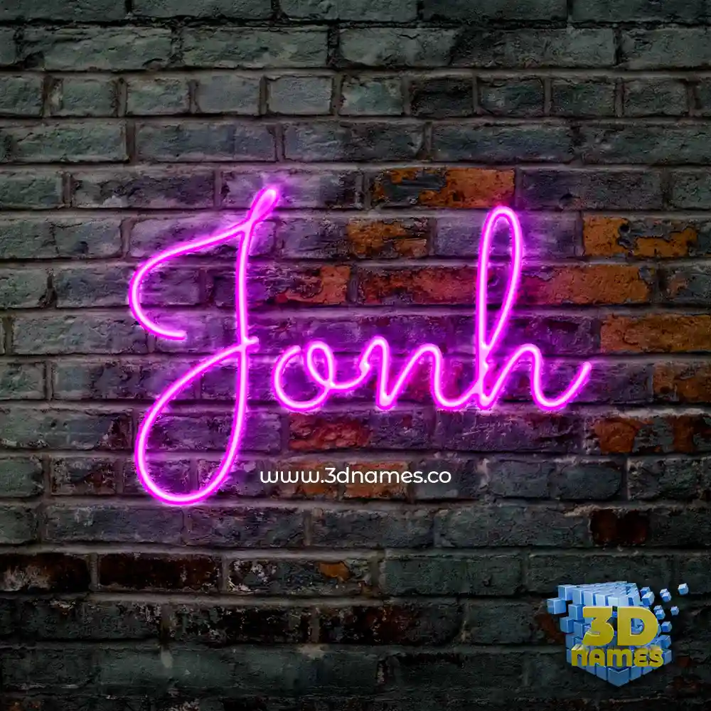 jonh in Pink Neon style - 3D name wallpaper