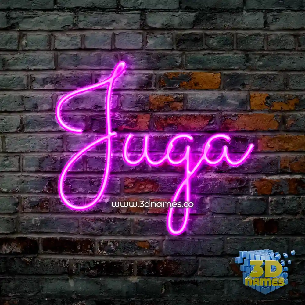 juga in Pink Neon style - 3D name wallpaper