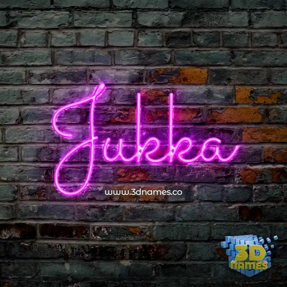 jukka in Pink Neon style - 3D name wallpaper