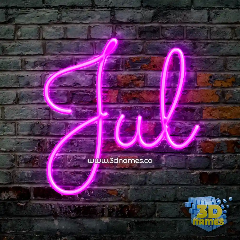 jul in Pink Neon style - 3D name wallpaper