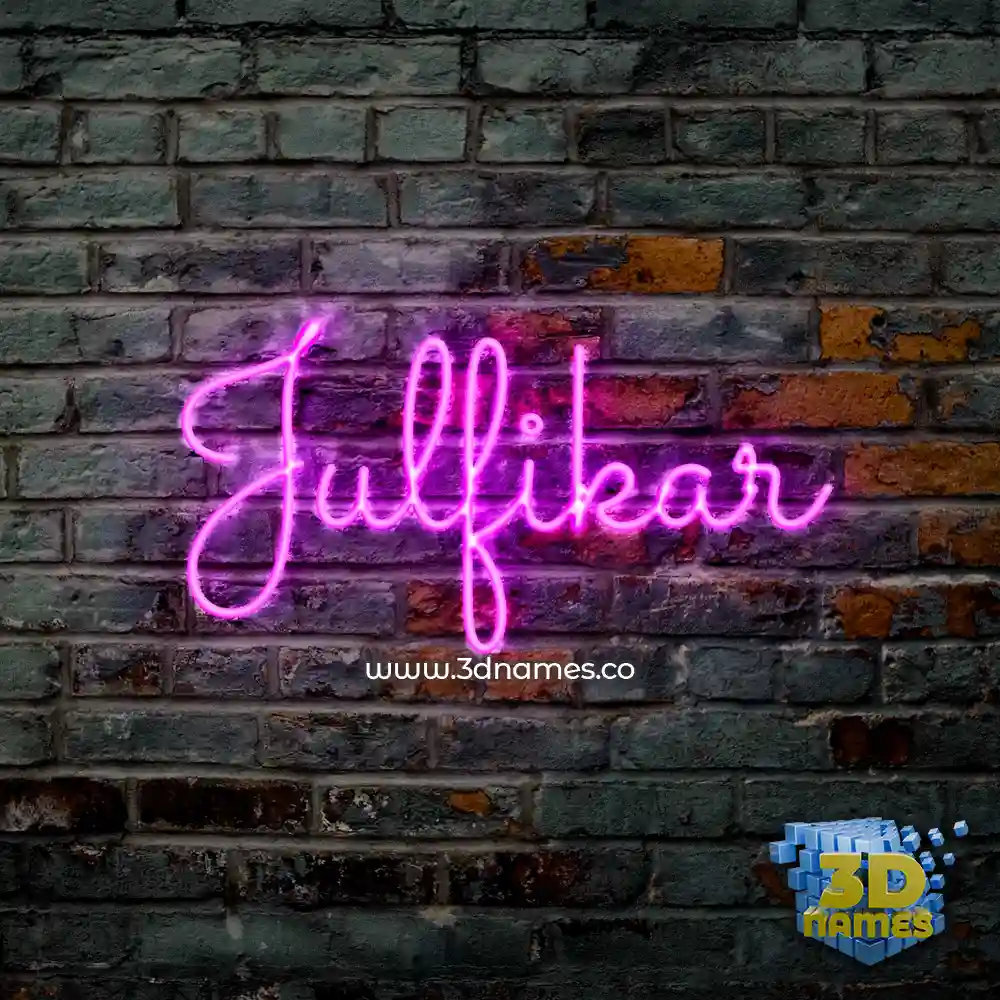 julfikar in Pink Neon style - 3D name wallpaper