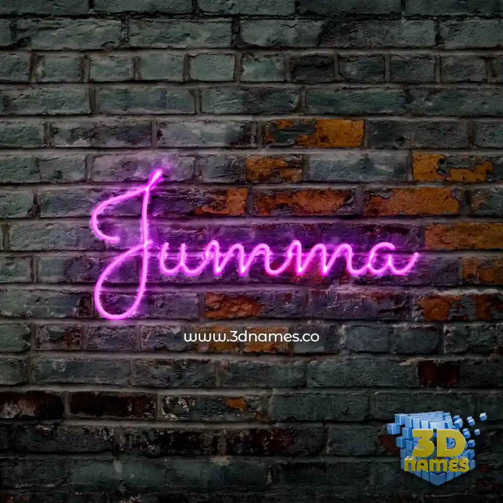jumma in Pink Neon style - 3D name wallpaper