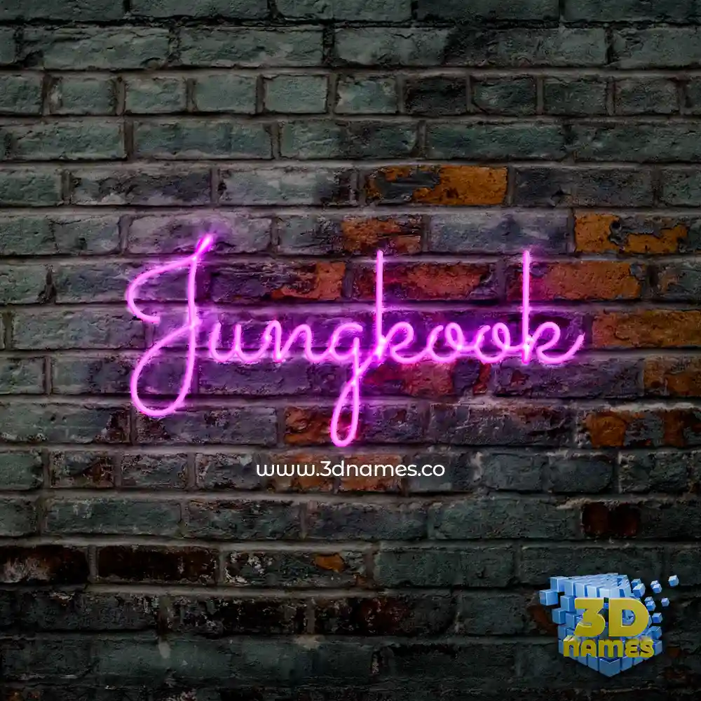 jungkook in Pink Neon style - 3D name wallpaper