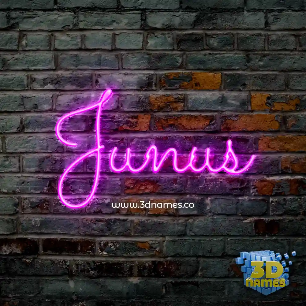 junus in Pink Neon style - 3D name wallpaper