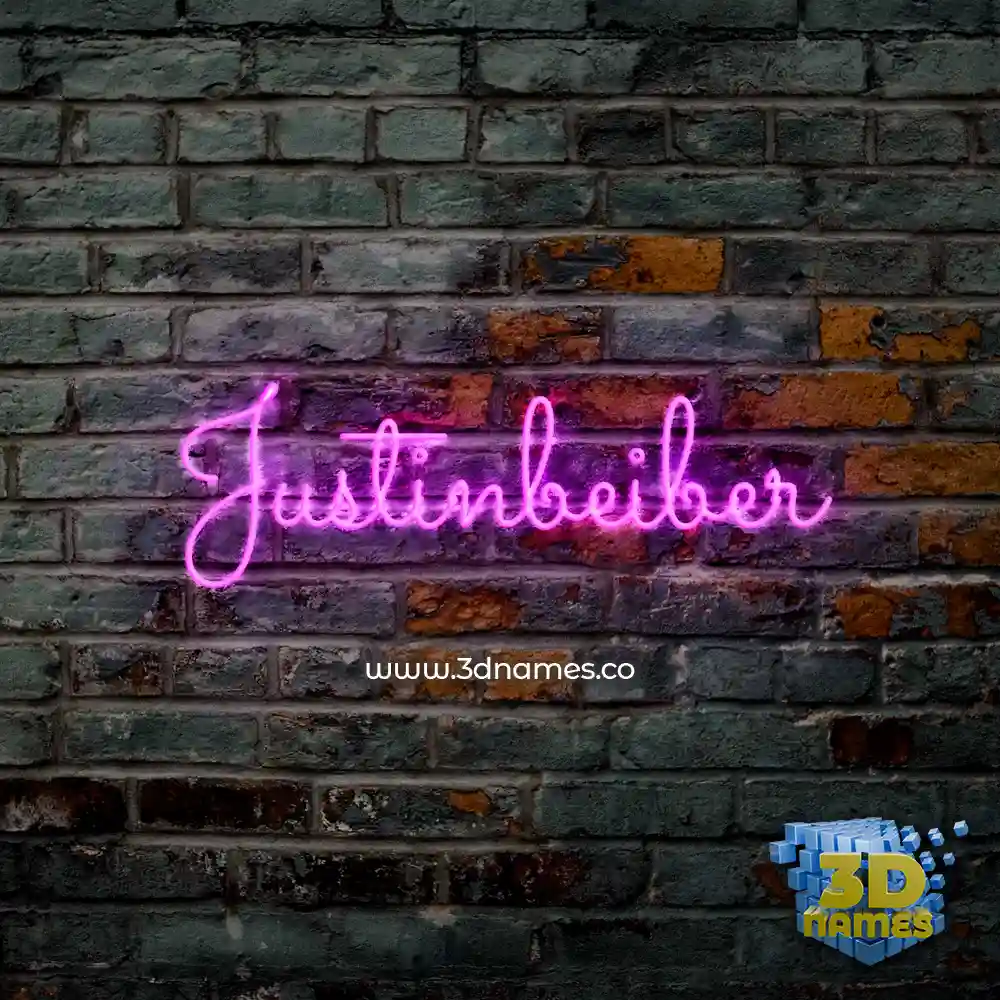 justinbeiber in Pink Neon style - 3D name wallpaper