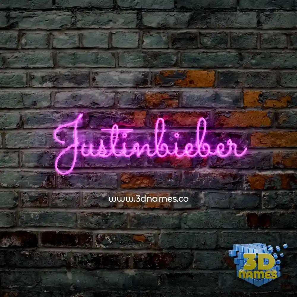 justinbieber in Pink Neon style - 3D name wallpaper