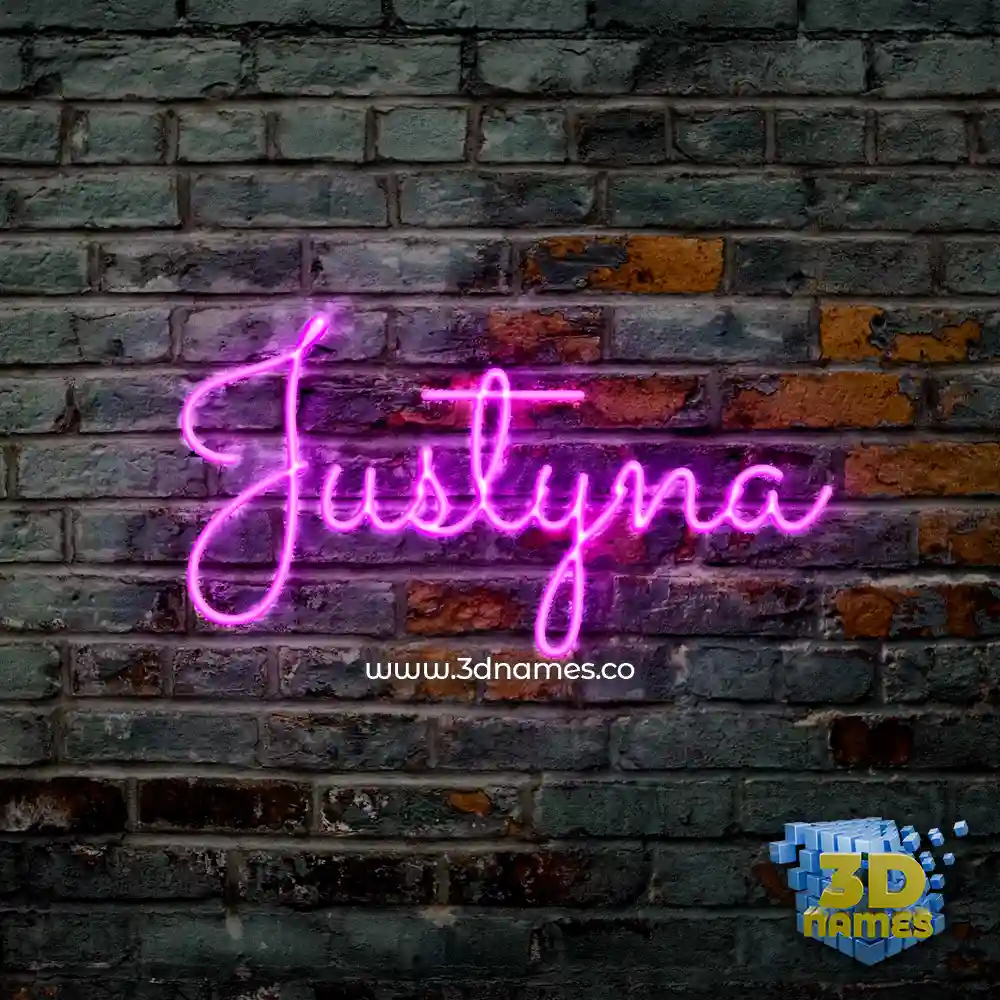 justyna in Pink Neon style - 3D name wallpaper