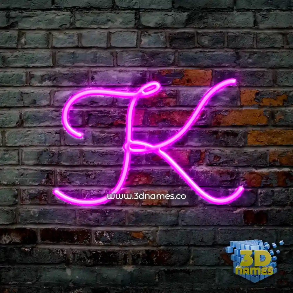 k in Pink Neon style - 3D name wallpaper