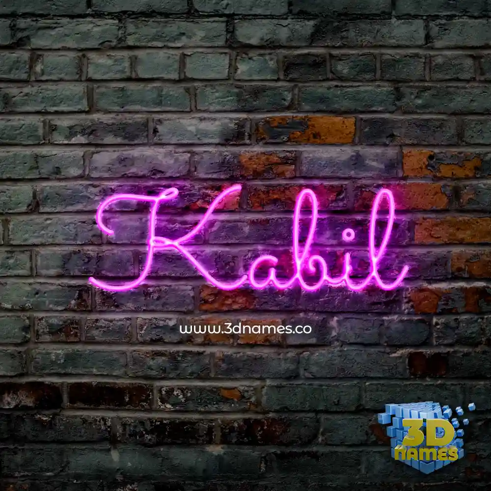 kabil in Pink Neon style - 3D name wallpaper
