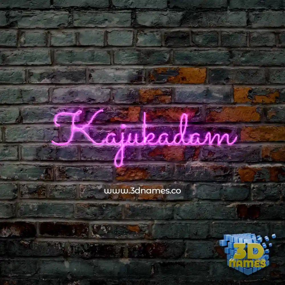 kajukadam in Pink Neon style - 3D name wallpaper