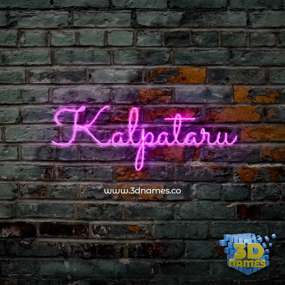 kalpataru in Pink Neon style - 3D name wallpaper