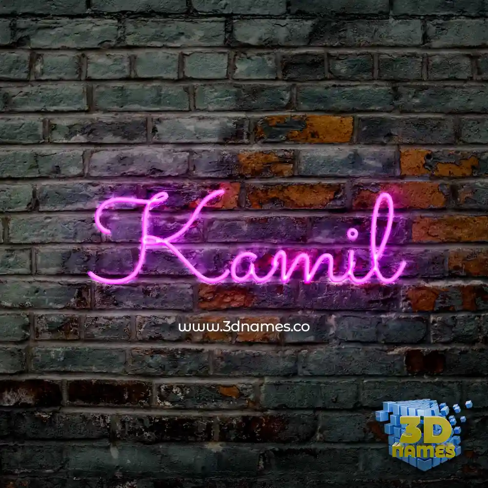 kamil in Pink Neon style - 3D name wallpaper