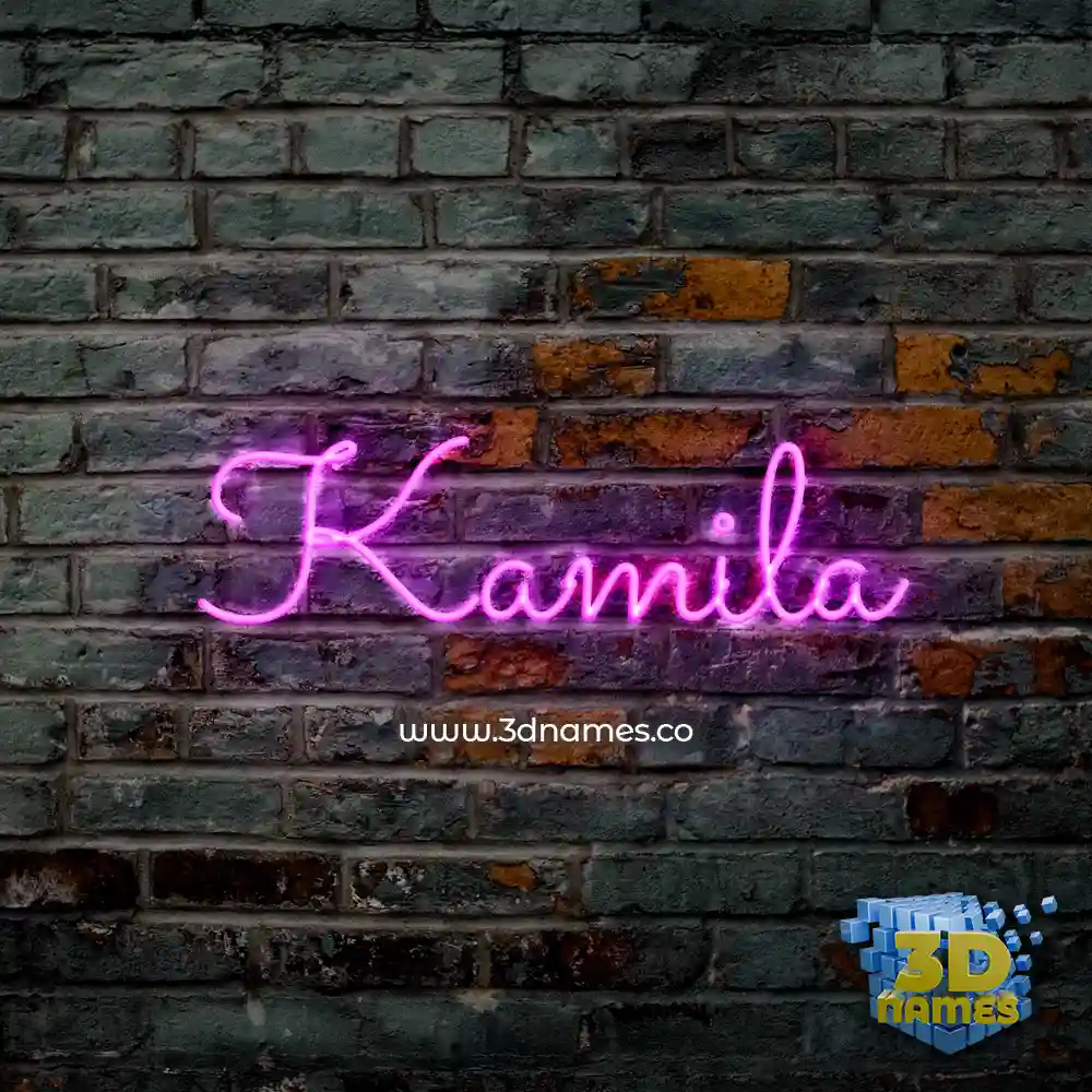 kamila in Pink Neon style - 3D name wallpaper
