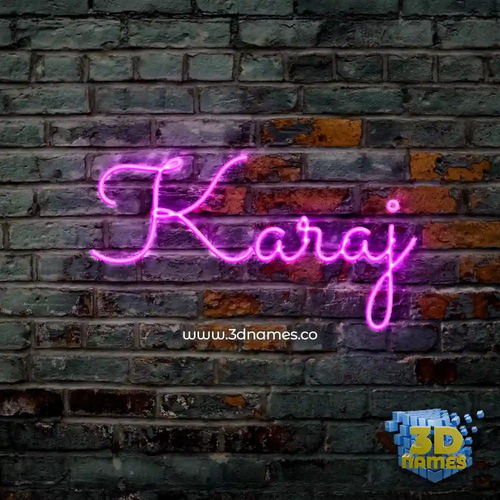 karaj in Pink Neon style - 3D name wallpaper