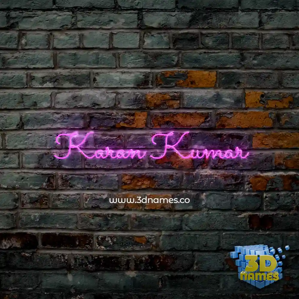 karan kumar in Pink Neon style - 3D name wallpaper