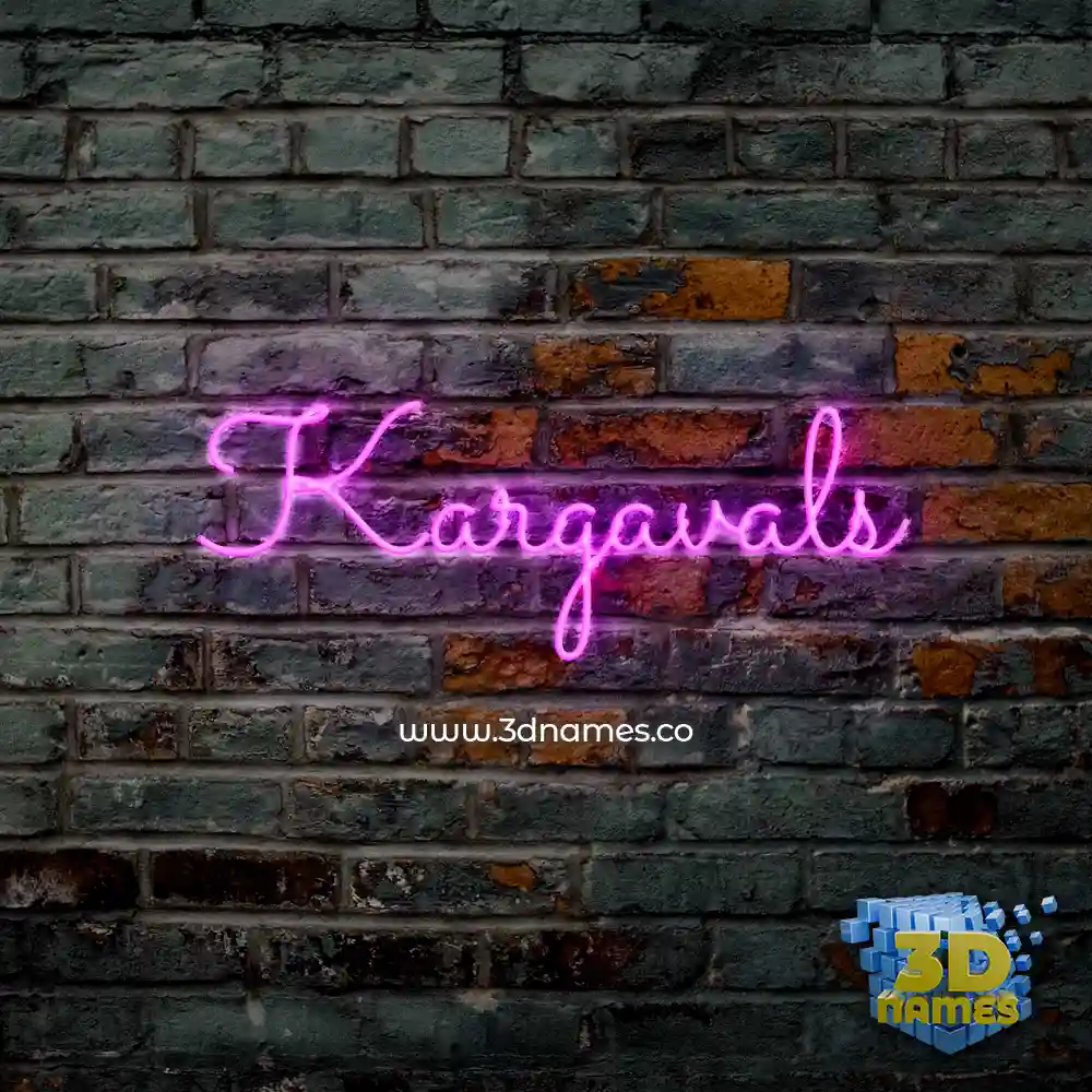 kargavals in Pink Neon style - 3D name wallpaper