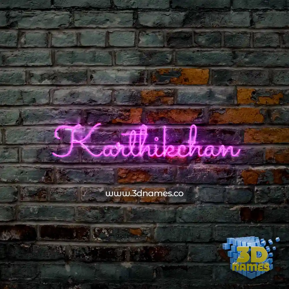 karthikchan in Pink Neon style - 3D name wallpaper