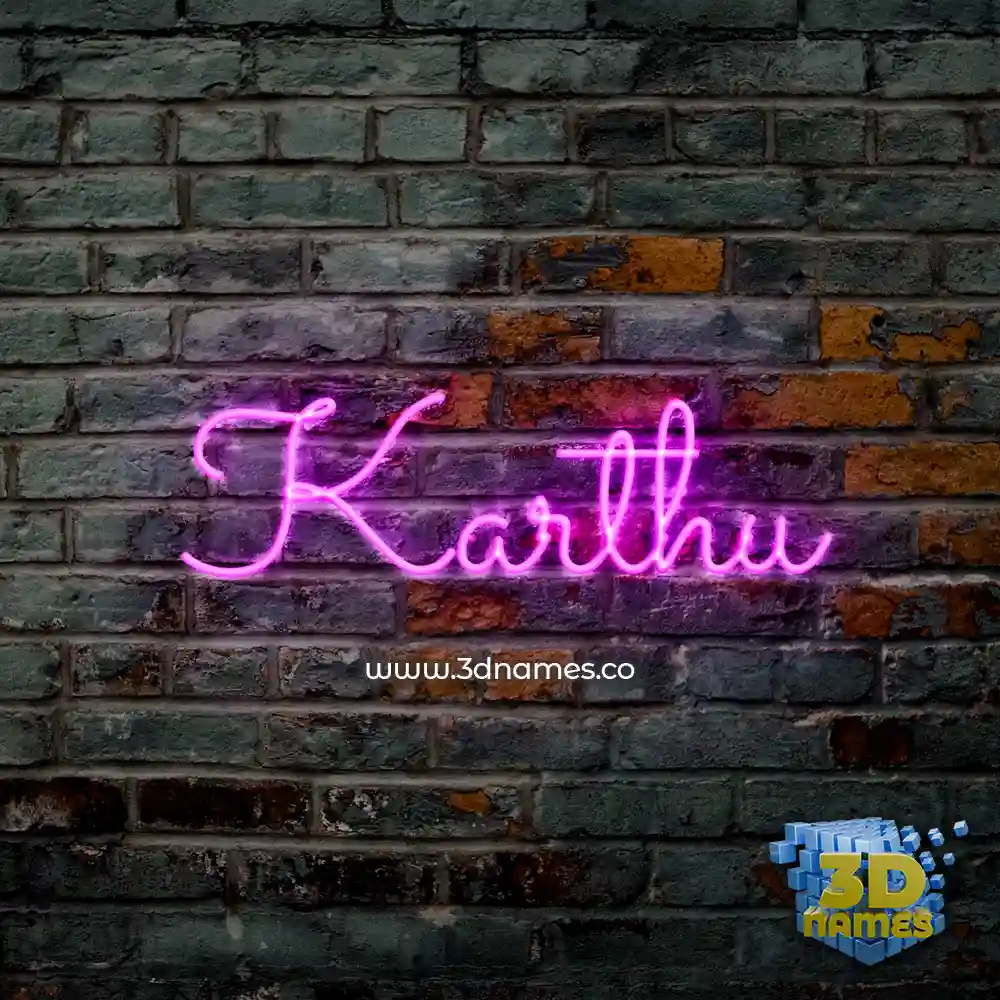 karthu in Pink Neon style - 3D name wallpaper