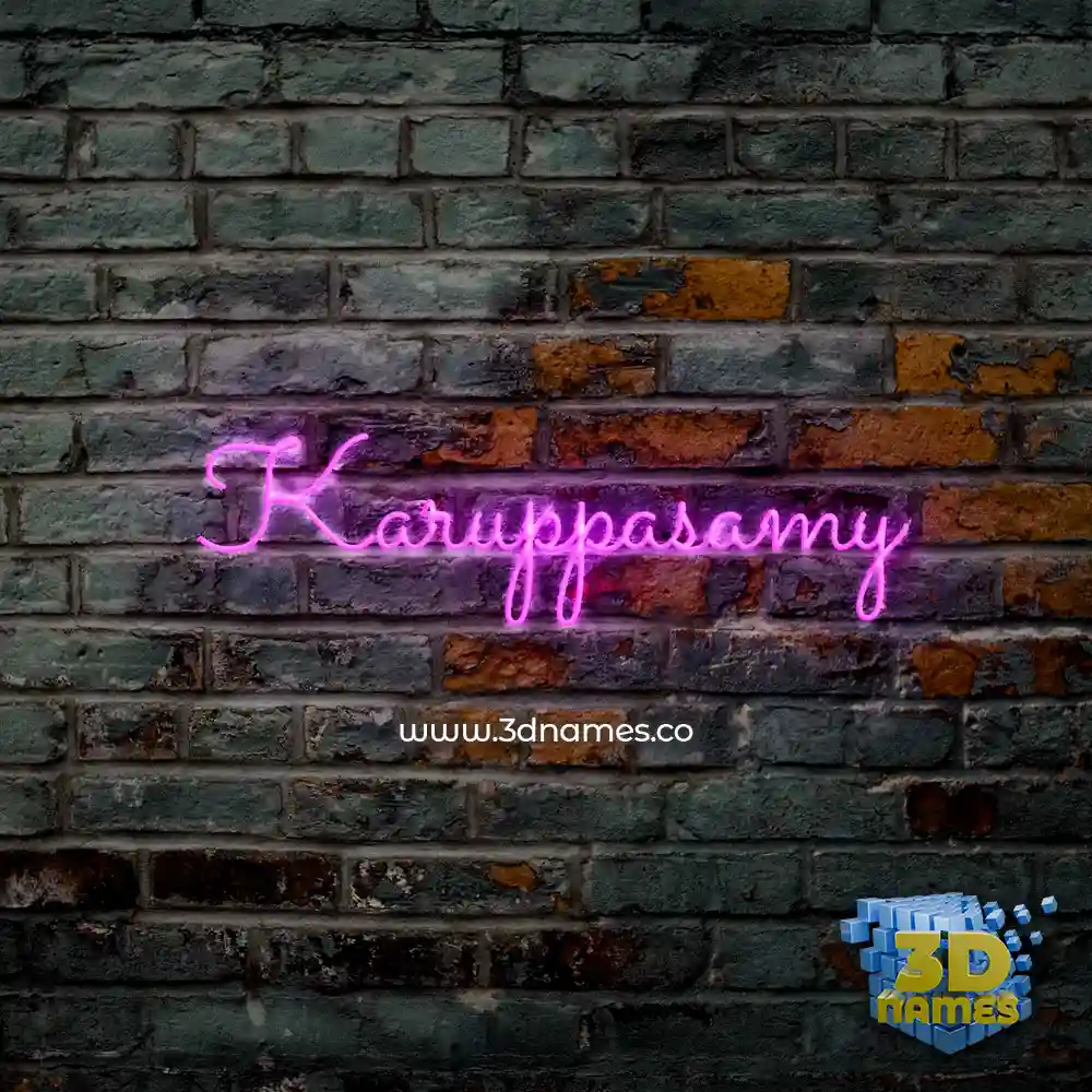 karuppasamy in Pink Neon style - 3D name wallpaper