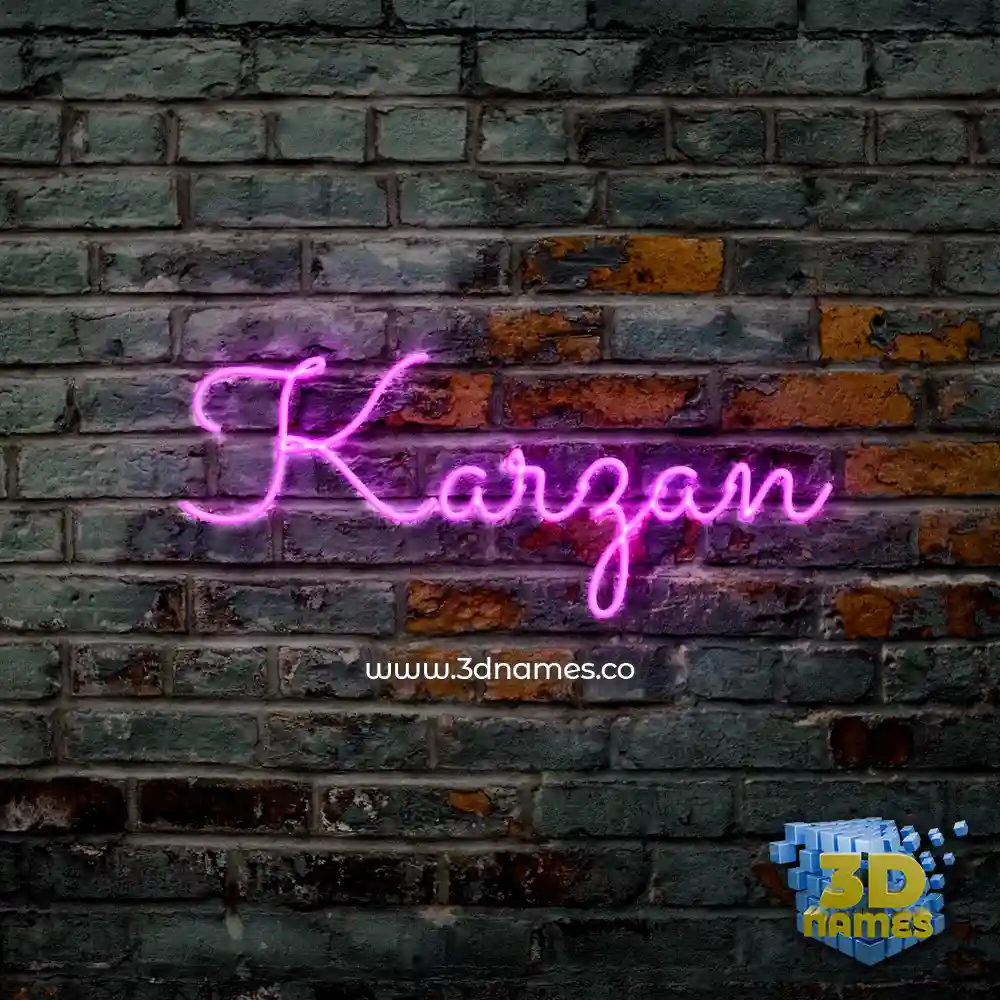 karzan in Pink Neon style - 3D name wallpaper