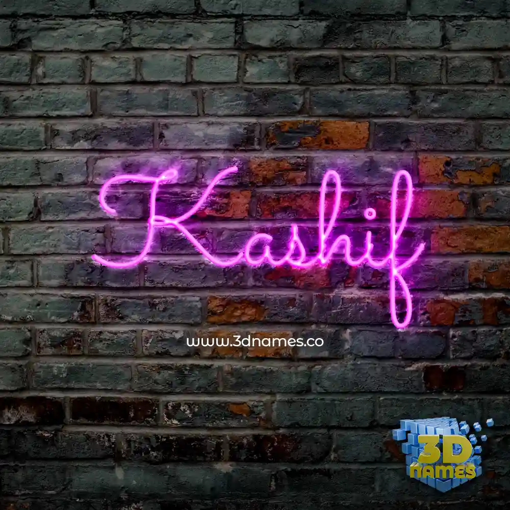 kashif in Pink Neon style - 3D name wallpaper