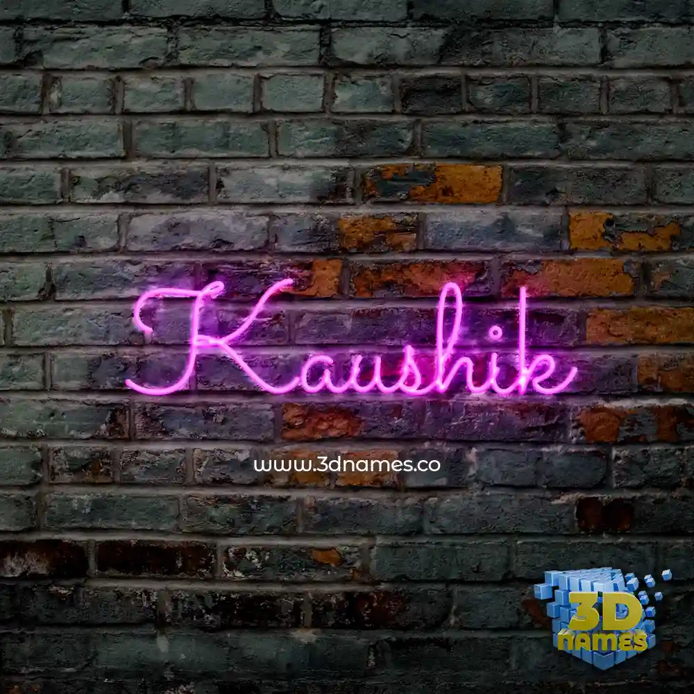 kaushik in Pink Neon style - 3D name wallpaper