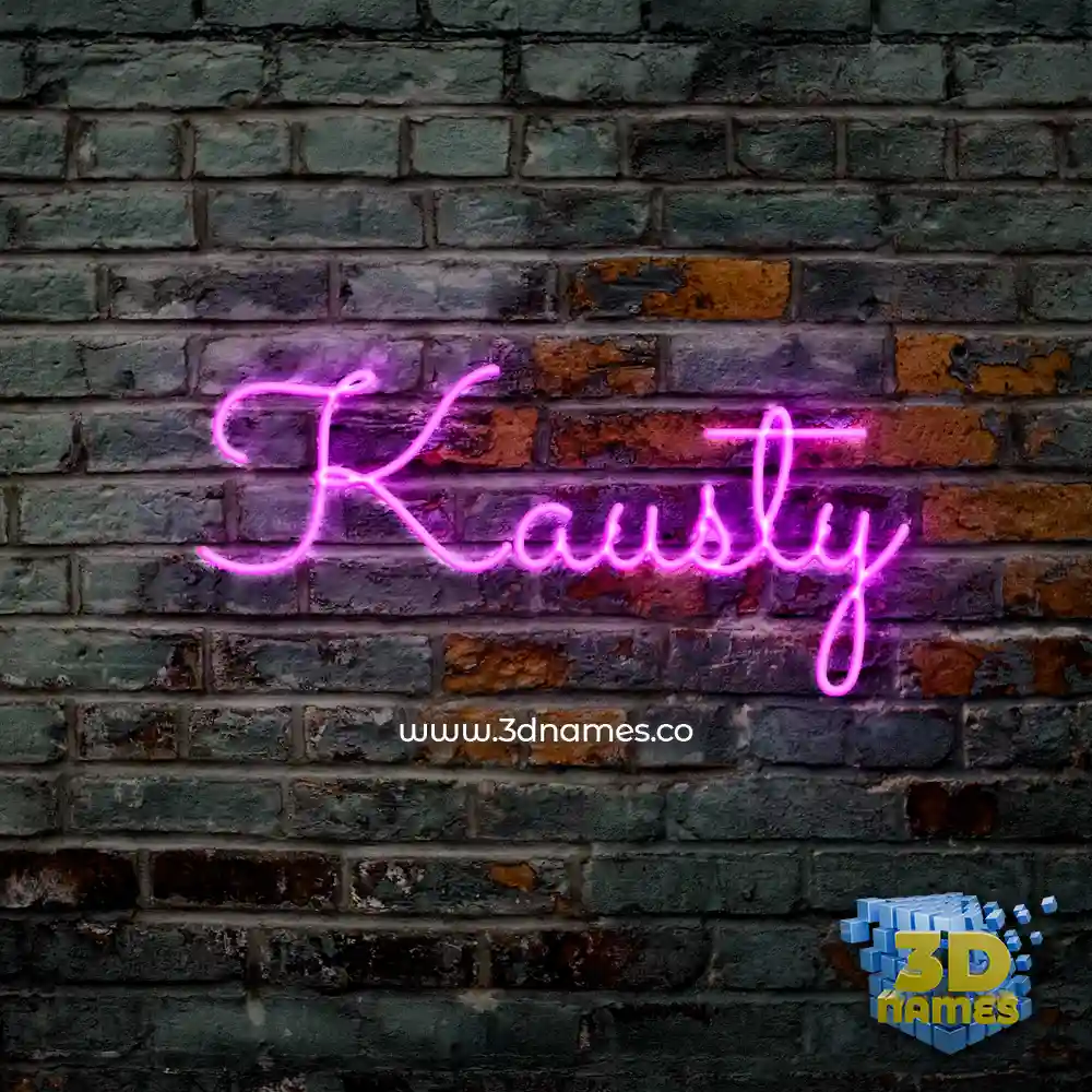 kausty in Pink Neon style - 3D name wallpaper