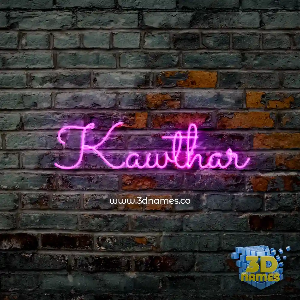 kawthar in Pink Neon style - 3D name wallpaper