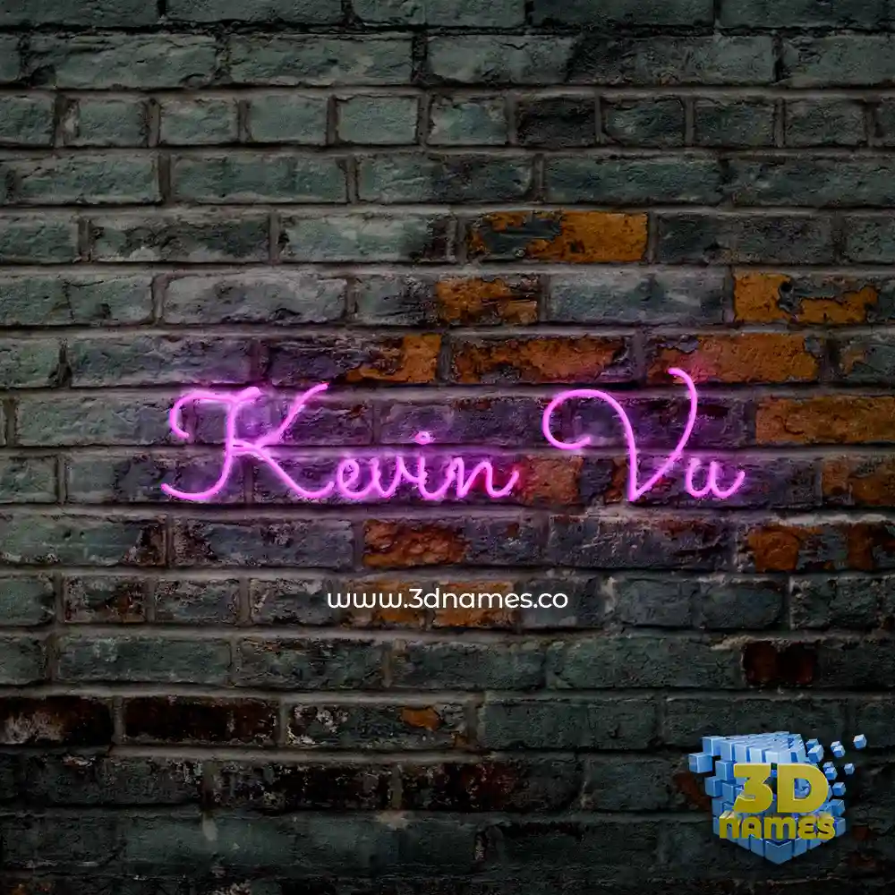 kevin vu in Pink Neon style - 3D name wallpaper
