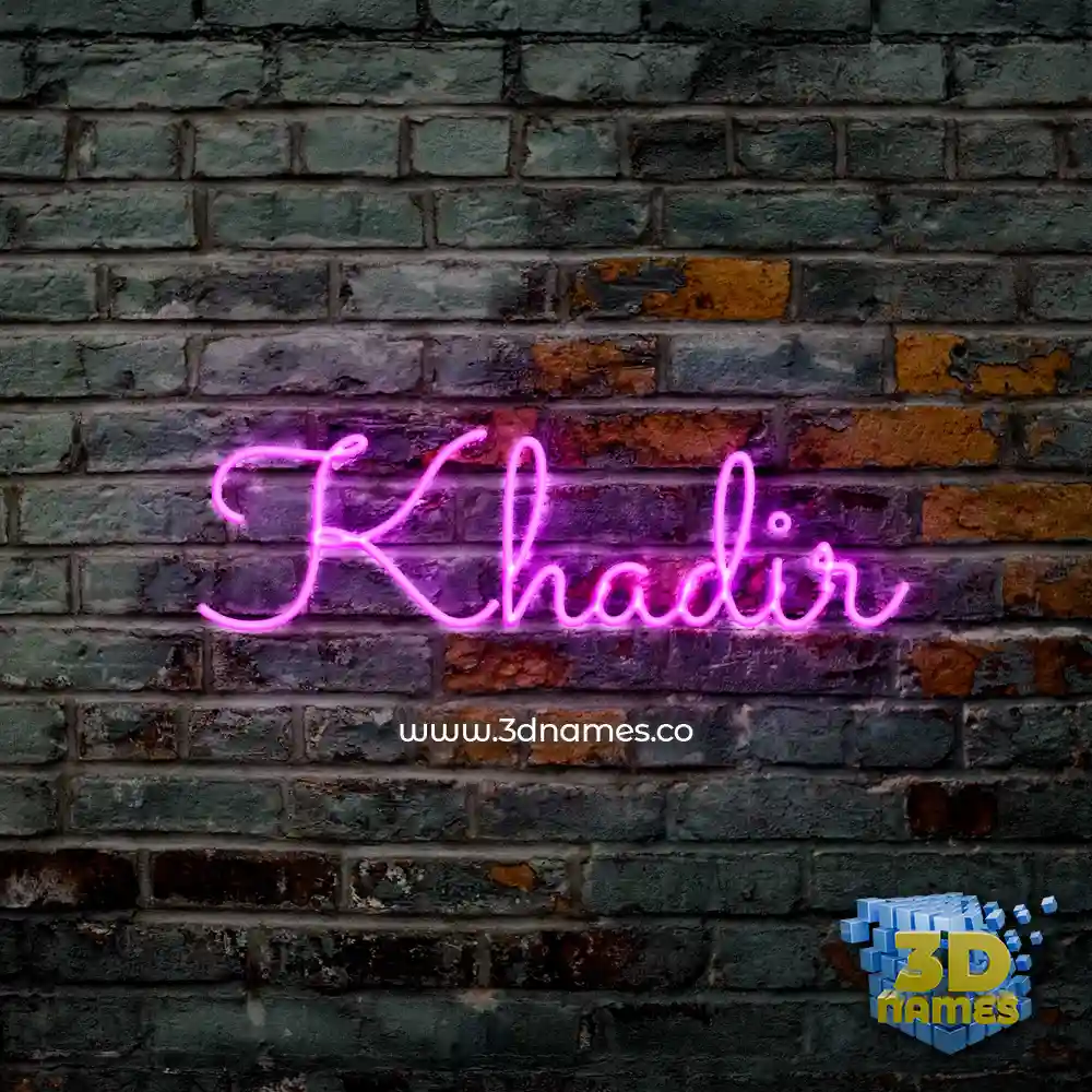 khadir in Pink Neon style - 3D name wallpaper