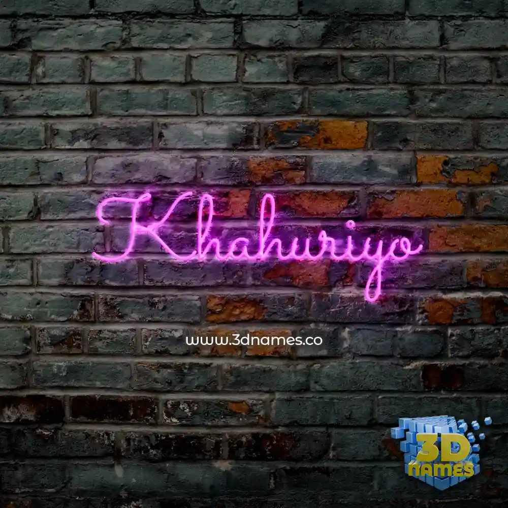 khahuriyo in Pink Neon style - 3D name wallpaper