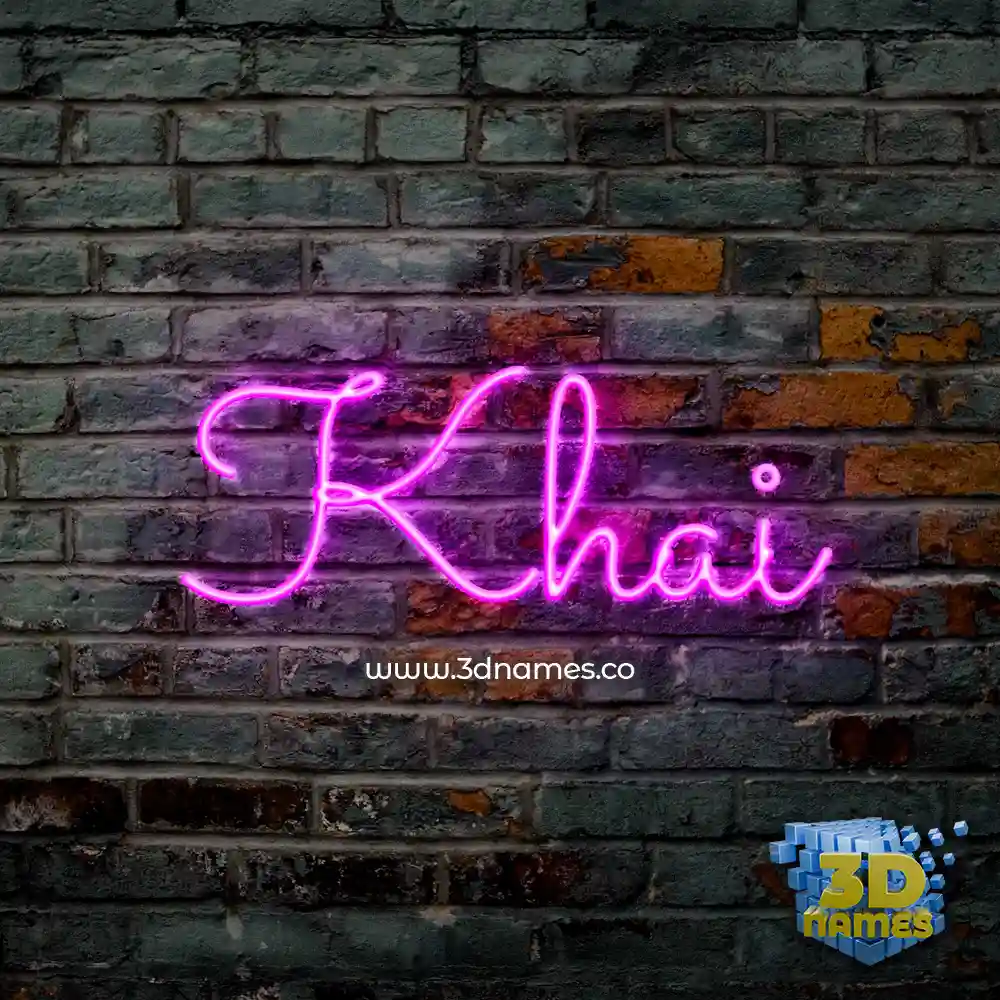 khai in Pink Neon style - 3D name wallpaper