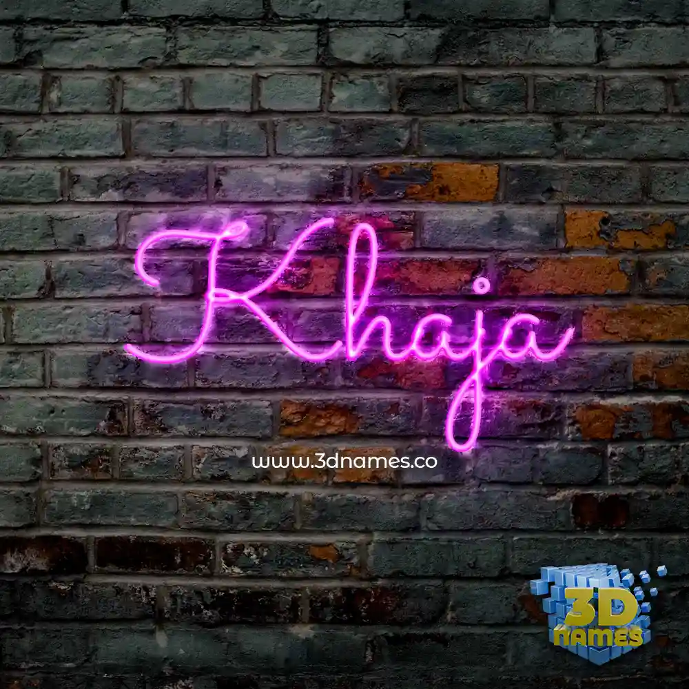 khaja in Pink Neon style - 3D name wallpaper