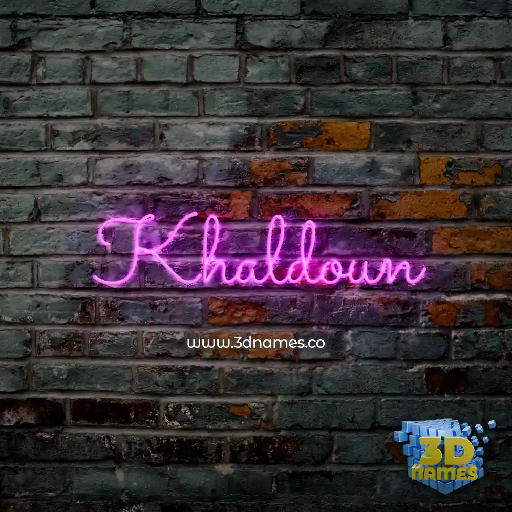khaldoun in Pink Neon style - 3D name wallpaper