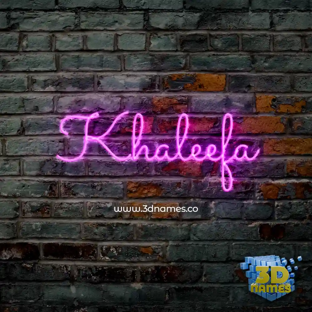 khaleefa in Pink Neon style - 3D name wallpaper