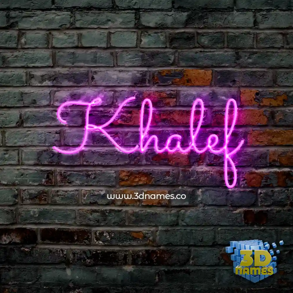 khalef in Pink Neon style - 3D name wallpaper