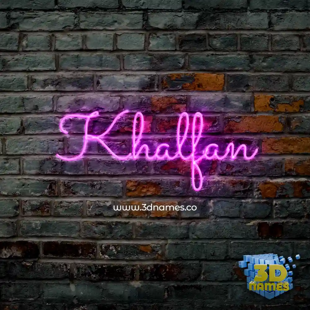khalfan in Pink Neon style - 3D name wallpaper