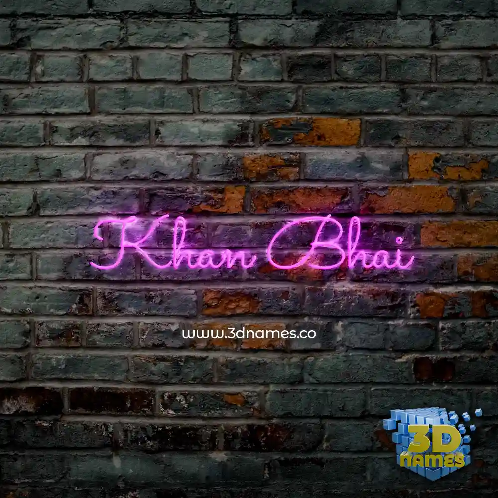 khan bhai in Pink Neon style - 3D name wallpaper