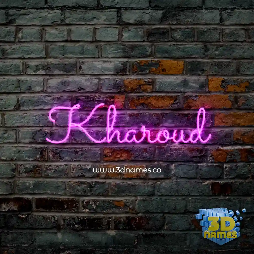 kharoud in Pink Neon style - 3D name wallpaper