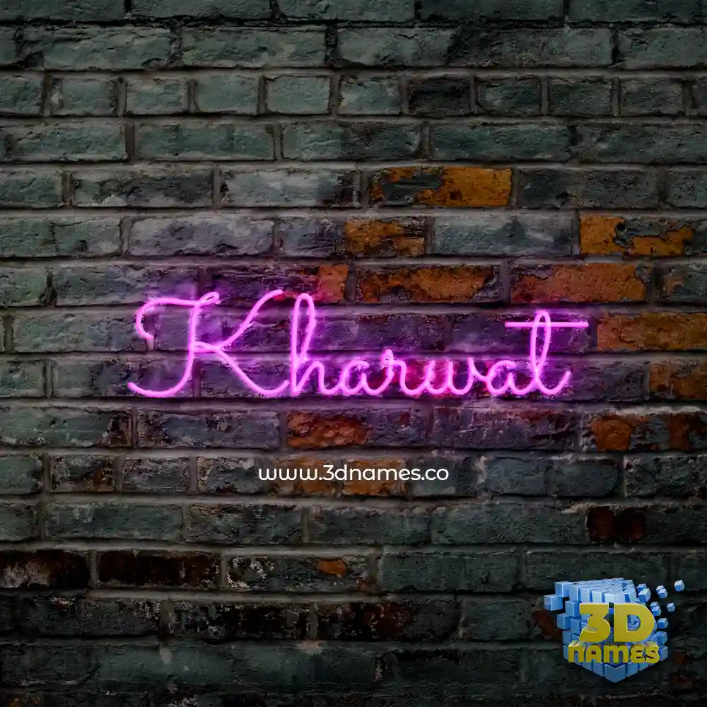 kharwat in Pink Neon style - 3D name wallpaper