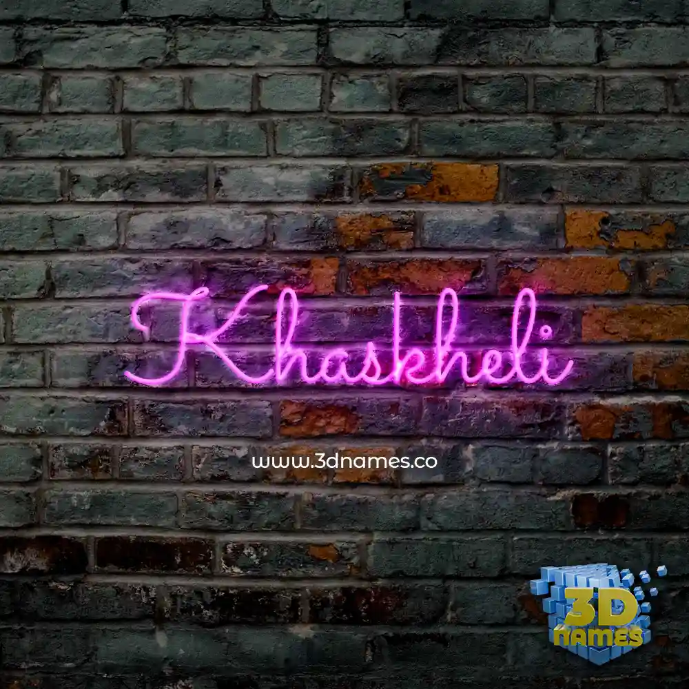 khaskheli in Pink Neon style - 3D name wallpaper