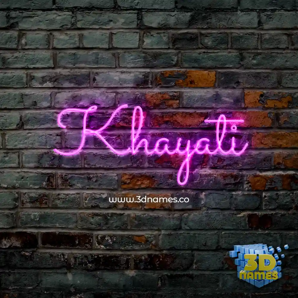 khayati in Pink Neon style - 3D name wallpaper