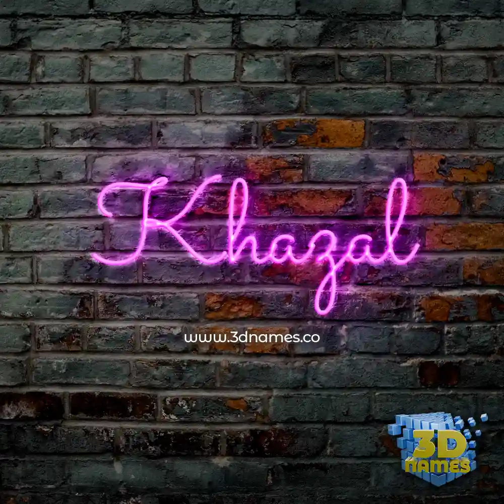 khazal in Pink Neon style - 3D name wallpaper