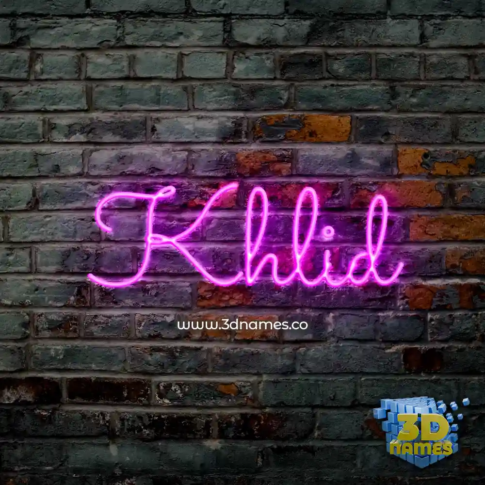khlid in Pink Neon style - 3D name wallpaper