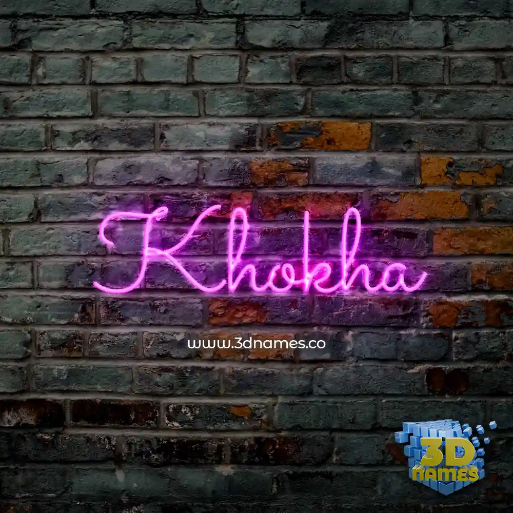 khokha in Pink Neon style - 3D name wallpaper