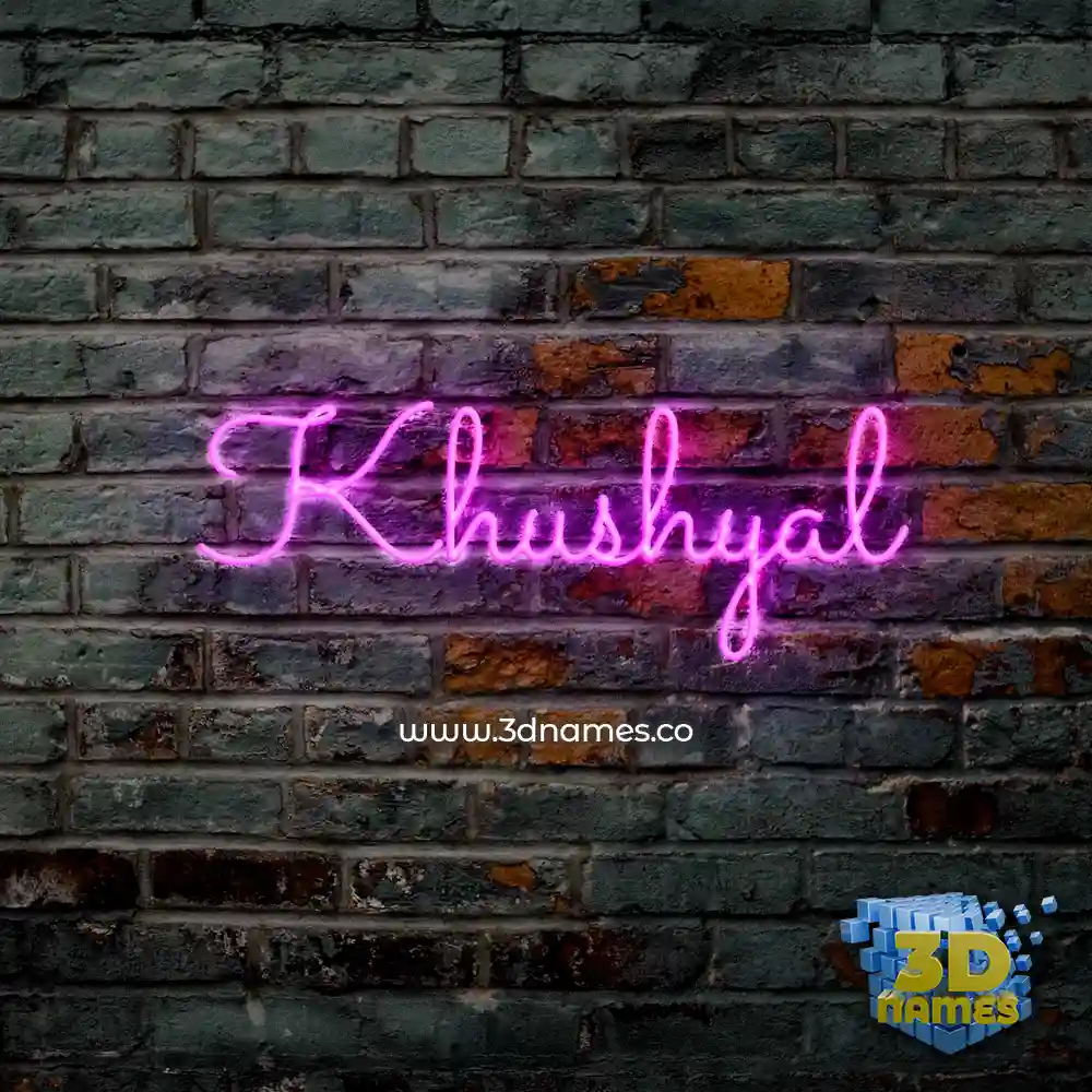 khushyal in Pink Neon style - 3D name wallpaper