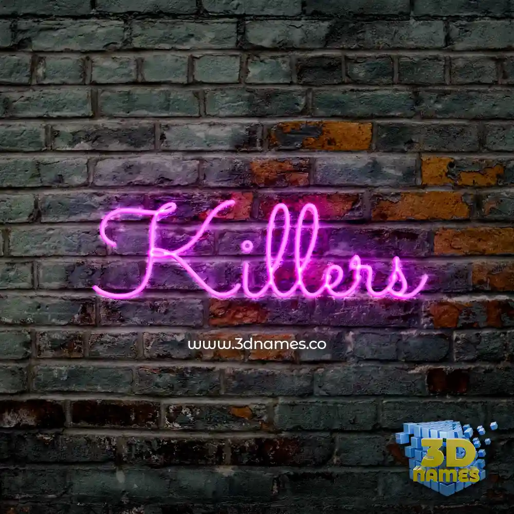 killers in Pink Neon style - 3D name wallpaper