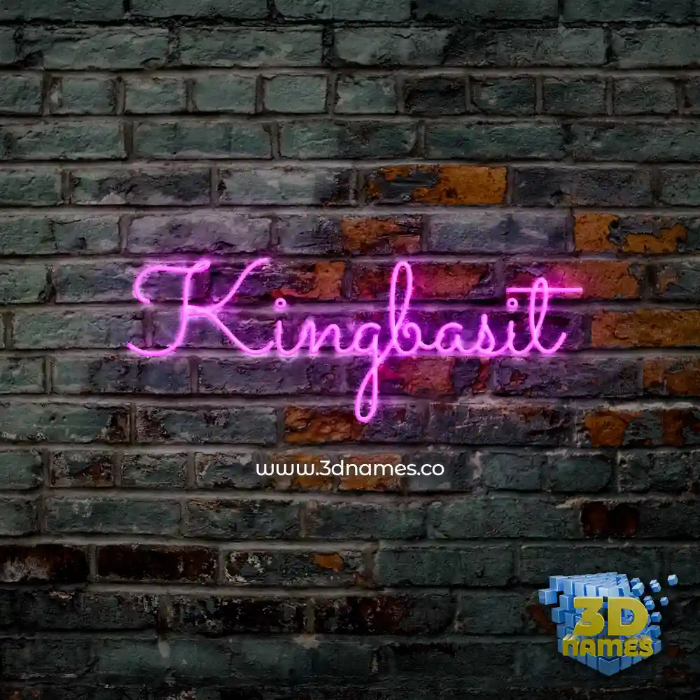 kingbasit in Pink Neon style - 3D name wallpaper