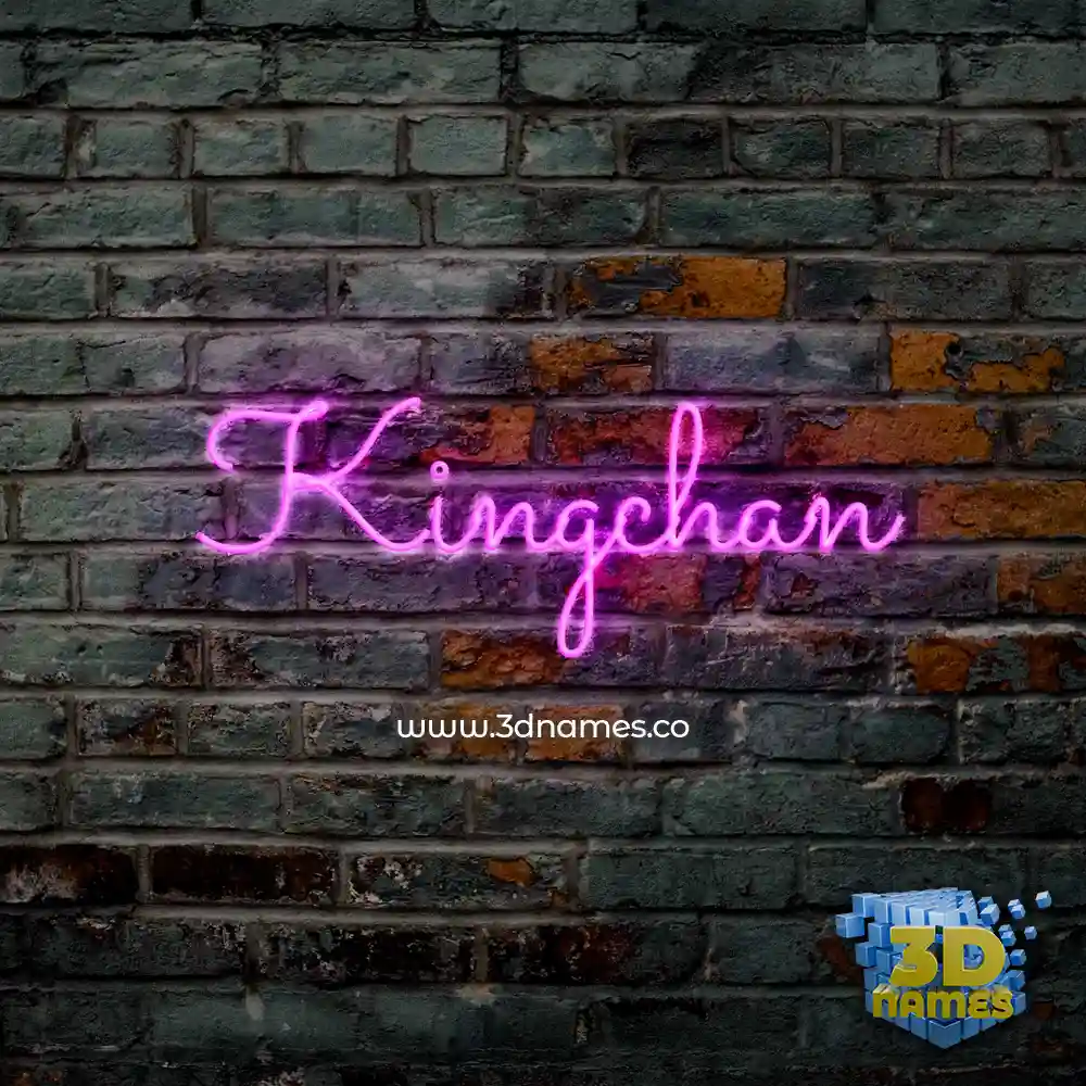 kingchan in Pink Neon style - 3D name wallpaper